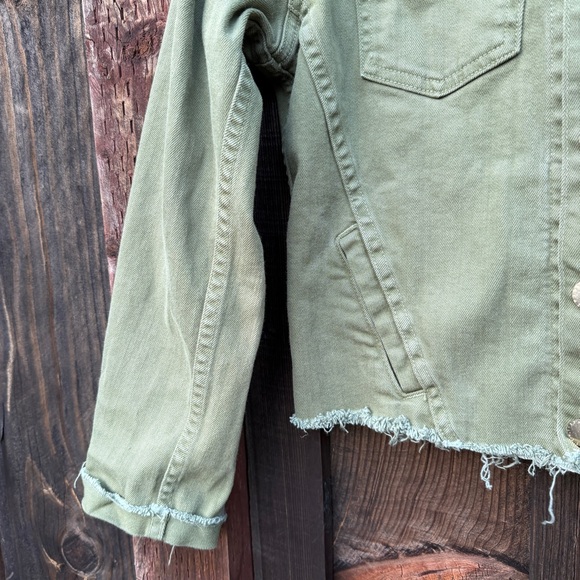 L'AGENCE Janelle Olive Army Green Denim Jacket Medium - Picture 4 of 9